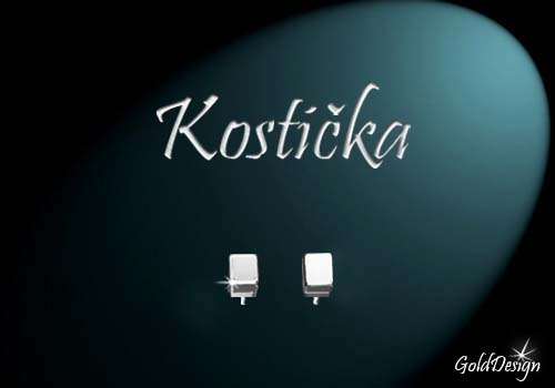 Kostička  - náušnice rhodium